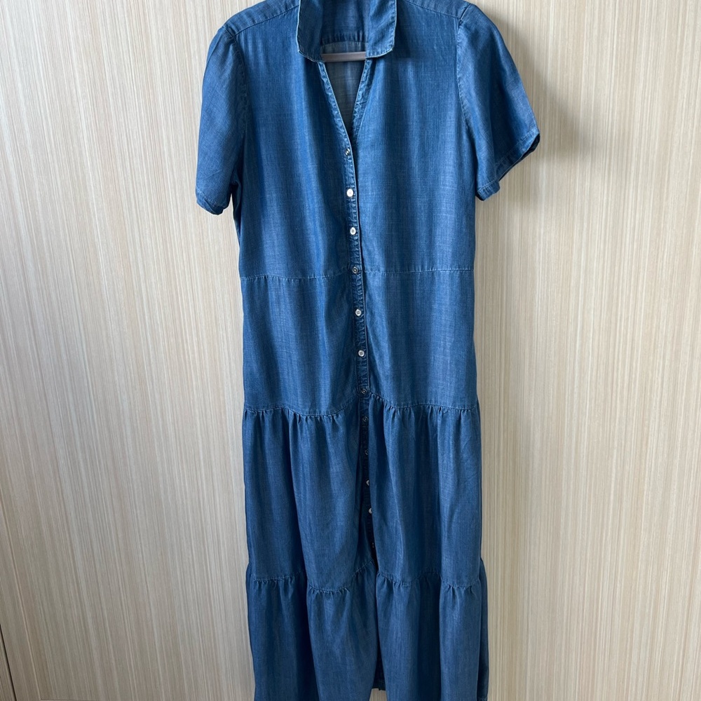 Chico's Indigo Button-Front Maxi Dress SZ 14